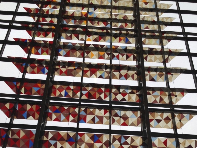 Architectural glass above the entrance of the Rabo Bank Utrecht